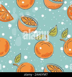 Seamless Pattern with Oranges. Scandinavian Style. Vector Graphics Stock Vector