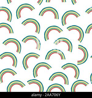 Seamless Terracotta pattern with rainbows. Repeating pattern. Childish Design. Stock Vector
