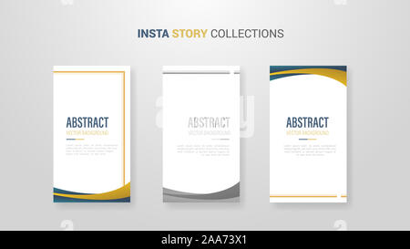 insta story design template banner with 3 option list and wave golden shape - vector illustration Stock Photo