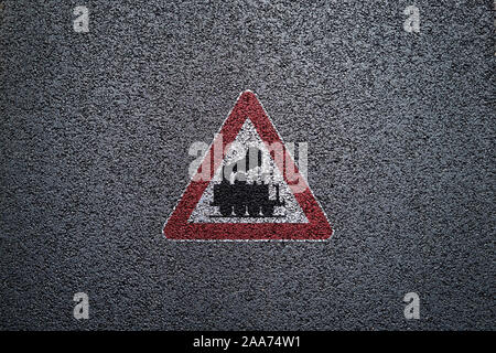 traffic and traffic signs on asphalt Stock Photo