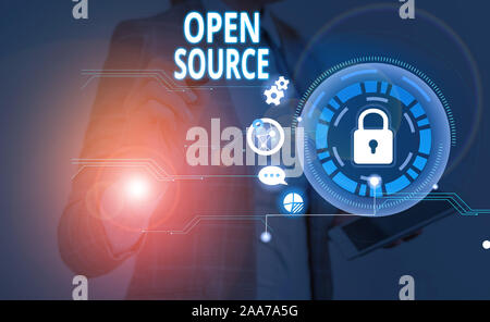 Handwriting text Open Source. Conceptual photo denoting software which original source code is made free Stock Photo