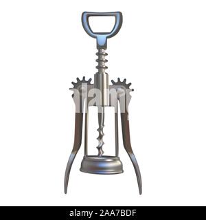 Realistic corkscrew for opening wine bottles. Vector illustration. Kitchen appliance. Stock Vector