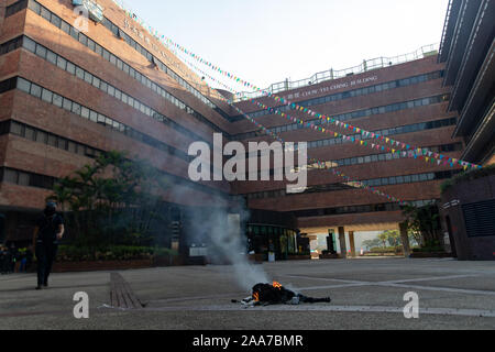 Used Black Clothes Are Burnt Inside Polytechnic University Of Hong