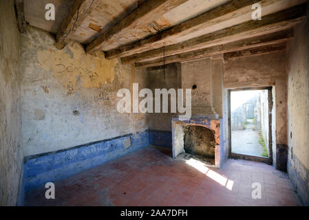 Empty & Abandoned Former Officer's Room or Quarters in the Vauban Citadel, Chateau, Castle or Fort of Entrevaux Alpes-de-Haute-Provence France Stock Photo