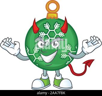 Character devil in the green christmas ball Stock Vector