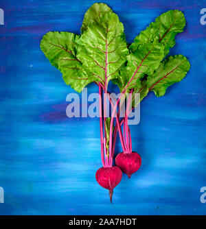 Beetroot cut in half on a dark background, place for text Stock Photo