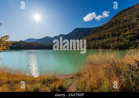 Lago di Tenno, small and beautiful lake in Italian Alps, Trento province, Trentino-Alto Adige, Italy, Europe Stock Photo