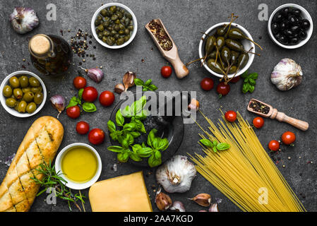 Italian food ingredients or mediterranean diet concept Stock Photo