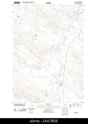USGS TOPO Map Montana MT Alzada 20110525 TM Restoration Stock Photo