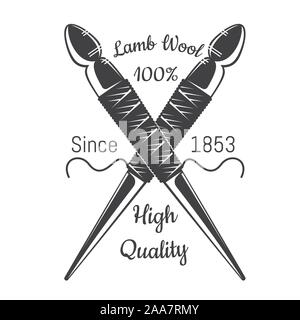 Two crossed spindle with yarn. Logo for craft related site or business Stock Vector