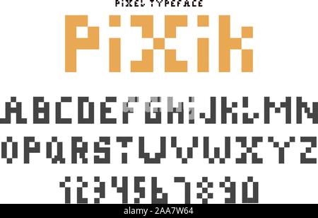 Pixel font. Alphabet retro letters. Alphabet with pixel font. Vector Stock Vector