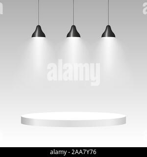 Three ceiling lamps with light. Lamp hanging background. Vector illustration Stock Vector