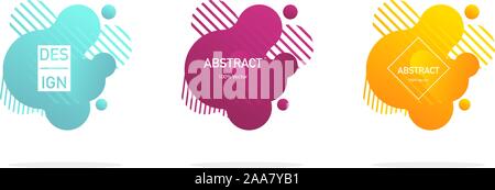 Fluid design. Abstract liquid shape. Isolated gradient geometric lines, dots. Vector illustration Stock Vector