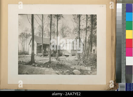 A collection of separate photographs accompanied by a typewritten, classified list of titles. Acc. Res.  827; Camps. Ashokan reservoir. ... Contract 3. October 22, 1908. Stock Photo