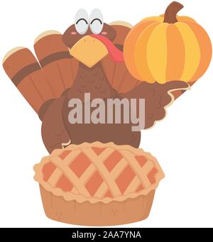 Thanksgiving Turkey Holding A pie Cartoon Clipart Stock Vector Image ...