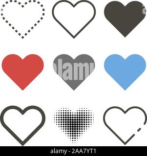 Set of different hearts icons. Icon heart in different stylish. Vector illustration Stock Vector