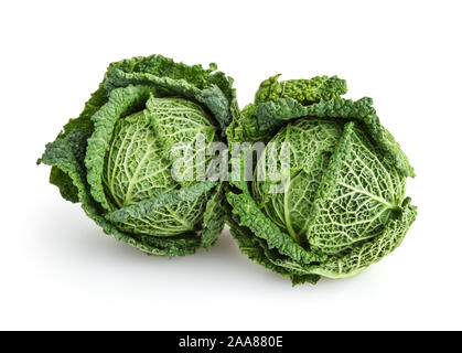 Savoy cabbage isolated on white background with clipping path Stock Photo