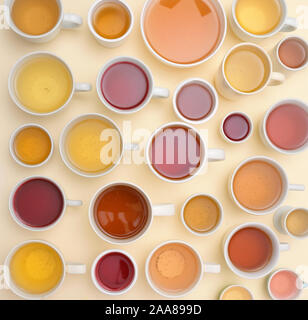 Cups With Different Types Of Tea. Stock Photo