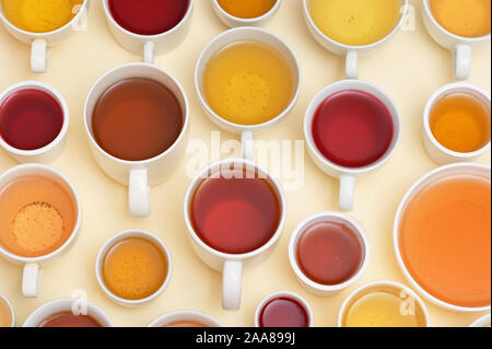 Cups With Different Types Of Tea Stock Photo
