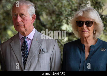 The Prince of Wales and the Duchess of Cornwall during their visit to Waitangi Treaty Grounds, the Bay of Islands, on the fourth day of the royal visit to New Zealand. Stock Photo