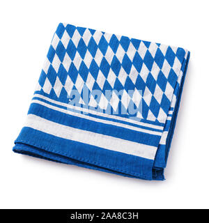 Folded blue and white napkin isolated on white background. Stacked photo Stock Photo
