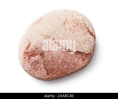 Rounded sea stone isolated on white background, top view Stock Photo