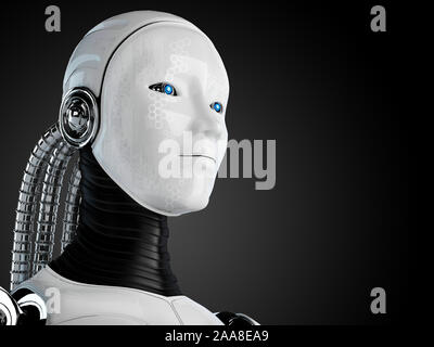 Robot woman, sci-fi android girl artificial intelligence background - 3d render wallpaper Stock Photo