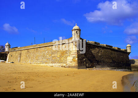 Algarve, Portugal, Felsenkueste, Felsalgarve, Fort in Lagos, Stock Photo