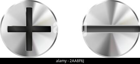Metal bolts, slotted and philips heads Stock Vector
