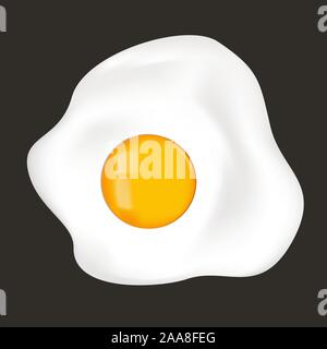 Fried egg. Sunny side up on black background Stock Vector
