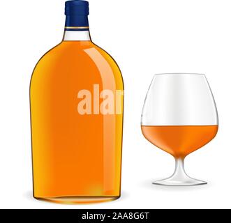 Bottle of brandy and snifter Stock Vector