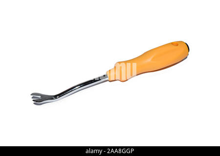 this is small yellow screwdriver isolated on white background Stock Photo