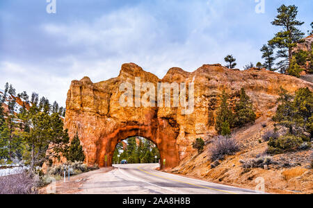 Arch above Scenic Byway 12 at Red Canyon in Utah, the USA Stock Photo