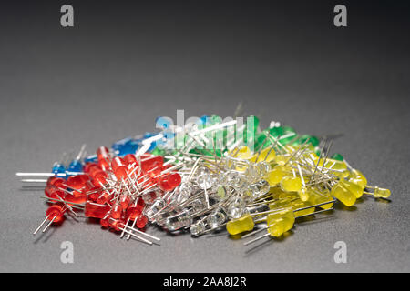 Set of colored LED light-emitting diode (LED) on background Stock Photo