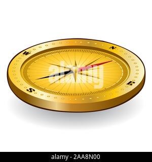 gold compass icon on white Stock Vector
