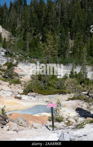 Unlawful To Go Beyond This Point sign at natural hot springs Stock Photo