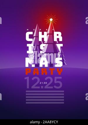 Vector Christmas night party poster design template. Elements are located on separate layers in the vector file. Stock Vector