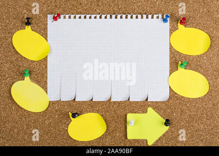 collection of various note papers on an corkboard Stock Photo