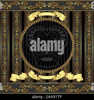 luxury vector design viking head with golden pattern background Stock Vector