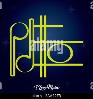 Set of musical notes over a colored background - Vector Stock Vector