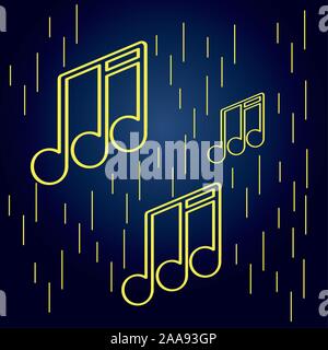 Set of musical notes on a colored background - Vector Stock Vector