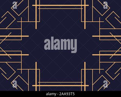 Art deco frame isolated on black background. Vintage linear border. Design a template for invitations, leaflets and greeting cards. The style of the 1 Stock Vector