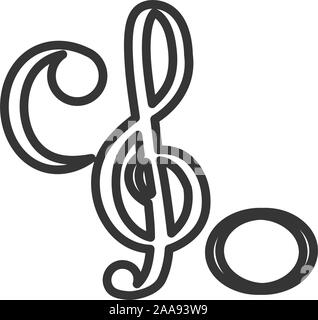 Set of musical notes over a colored background - Vector Stock Vector