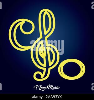 Set of musical notes over a colored background - Vector Stock Vector