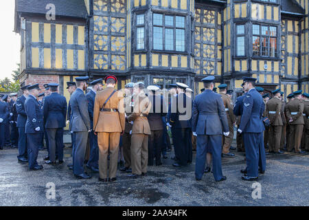 Serving RAF personnel, along with infantry and retired servicemen viewed here at Shrewsbury Castle on Remembrance Sunday 10-11-2019. Stock Photo