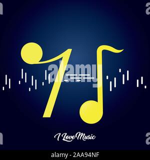 Set of musical notes over a colored background - Vector Stock Vector