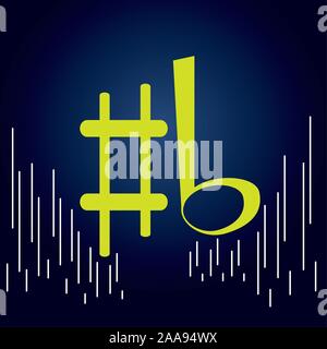 Set of musical notes on a colored background - Vector Stock Vector