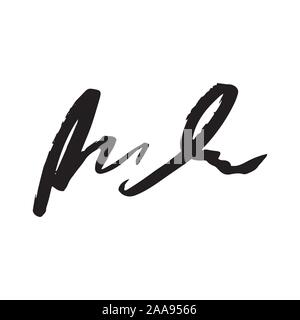 Unreadable handwriting font signature text on white background Stock Vector