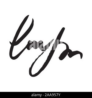 Unreadable handwriting font signature text on white background Stock Vector