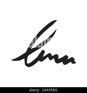 Unreadable handwriting font signature text on white background Stock Vector